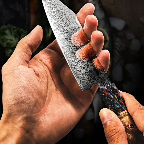 couteau japonais damas acier lame de 5.5 pouces