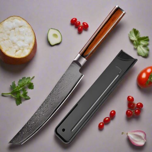 couteau-japonais-damas-acier avec etui