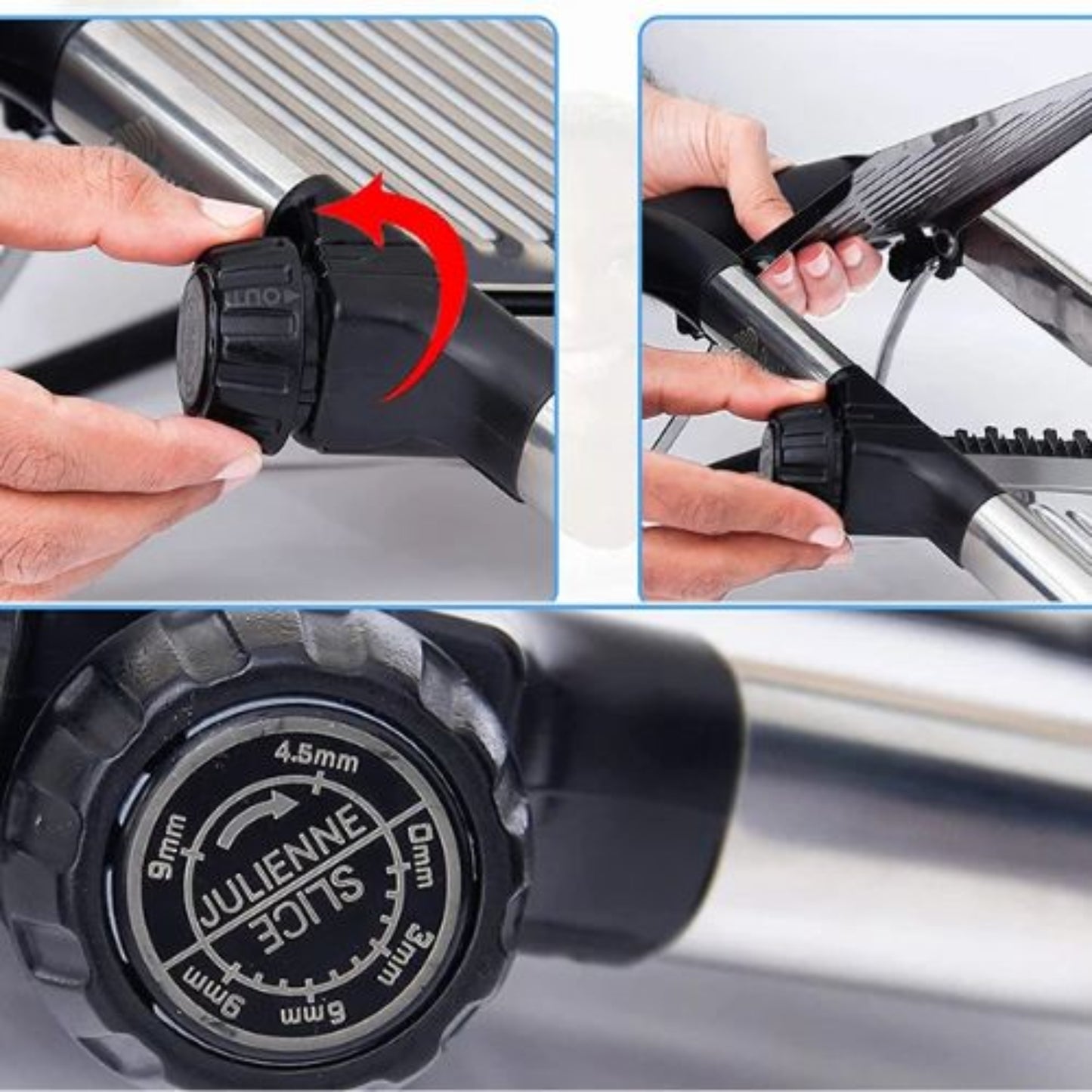 Mandoline cuisine professionnelle détail poignée ergonomique