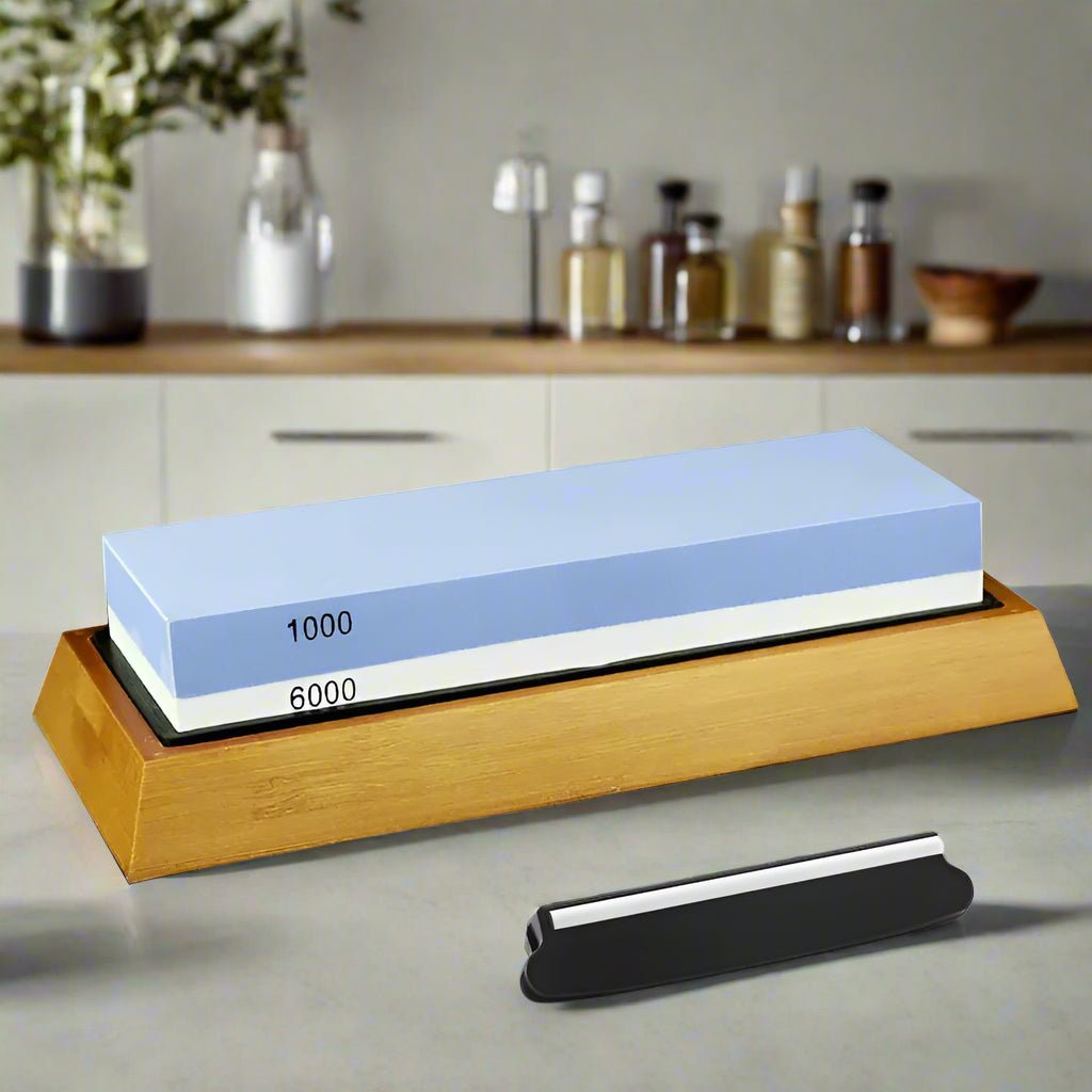  Aiguiseur couteau avec support en bambou