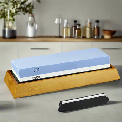  Aiguiseur couteau avec support en bambou