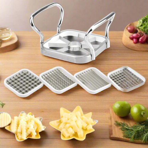 coupe frite multifonction avec poignée ergonomique sécurisée
