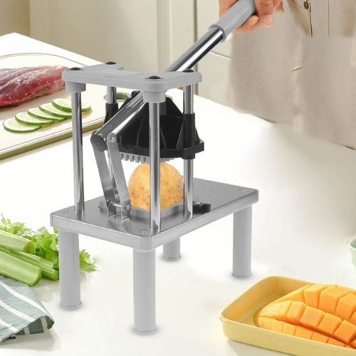 coupe frites presse-tout avec manivelle ergonomique
