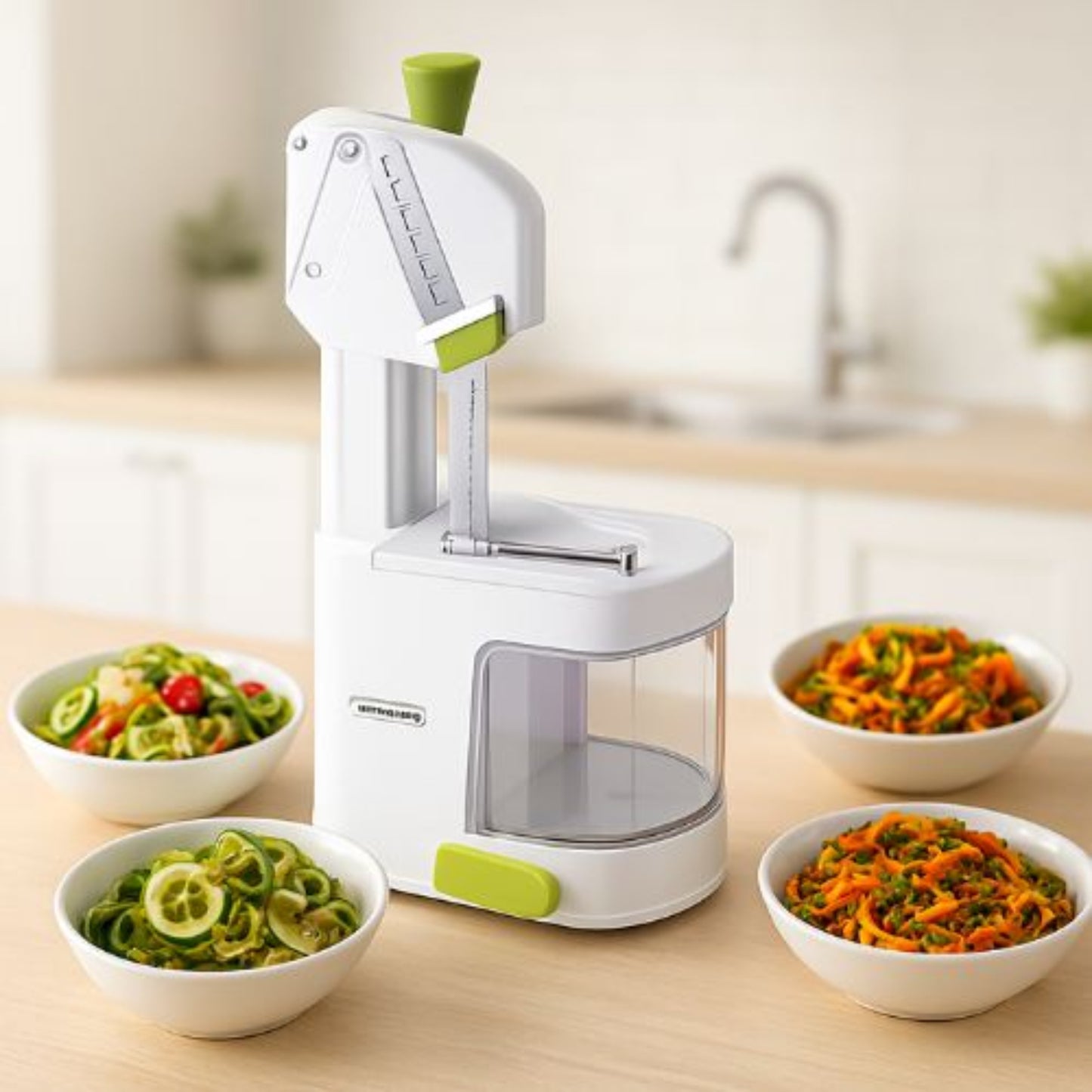 Spiraliseur de légumes vertical avec bocal de récupération
