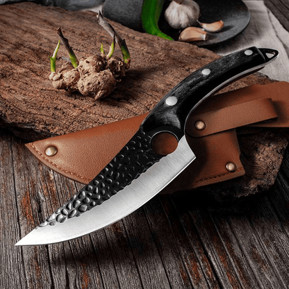Couteau cuisine chef avec manche ergonomique en bois