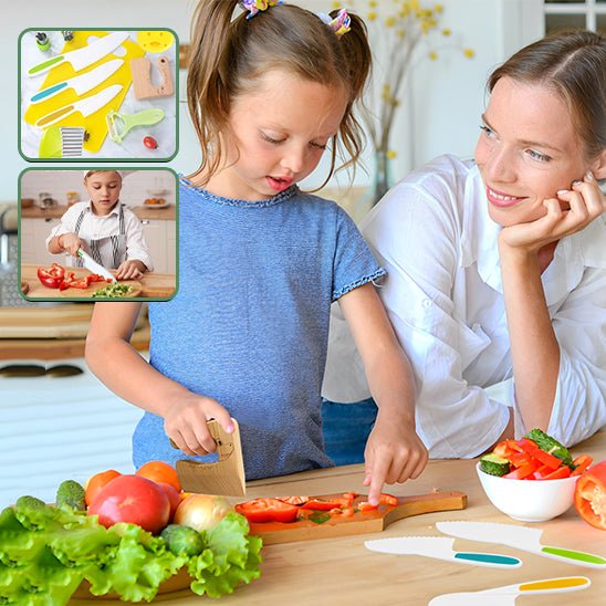 Couteau cuisine enfants avec lames sécuritaires dentelées sans danger

