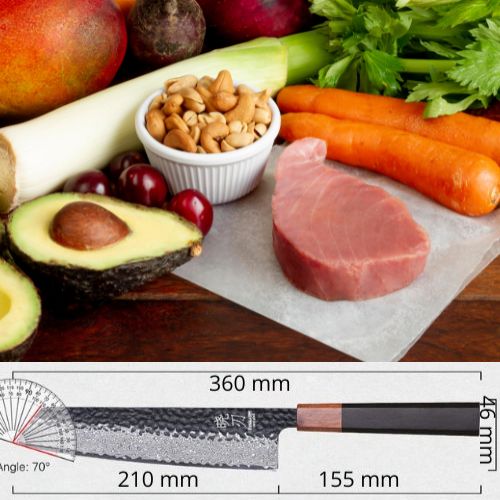Couteau japonais Kiritsuke dimensions détaillées
