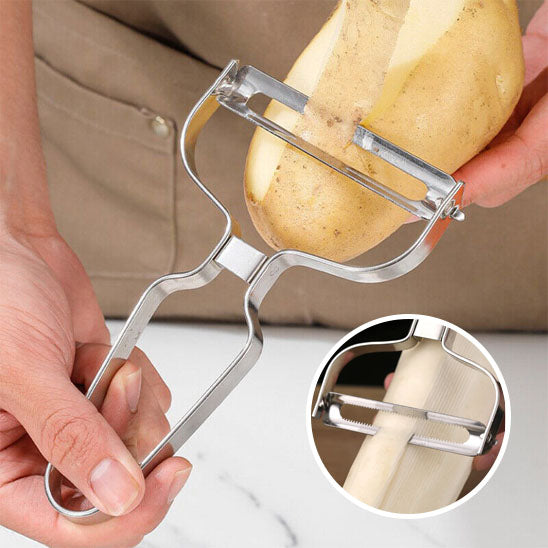 Eplucheur pomme acier inoxydable gris élégant
