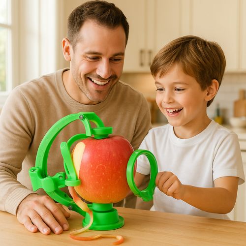 Eplucheur pomme portatif enfant utilisation
