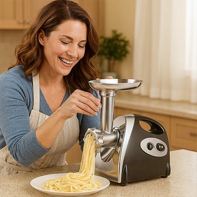 Hachoir a viande avec bouton de contrôle
