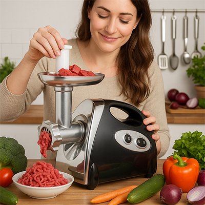 Hachoir a viande premium avec récipient
