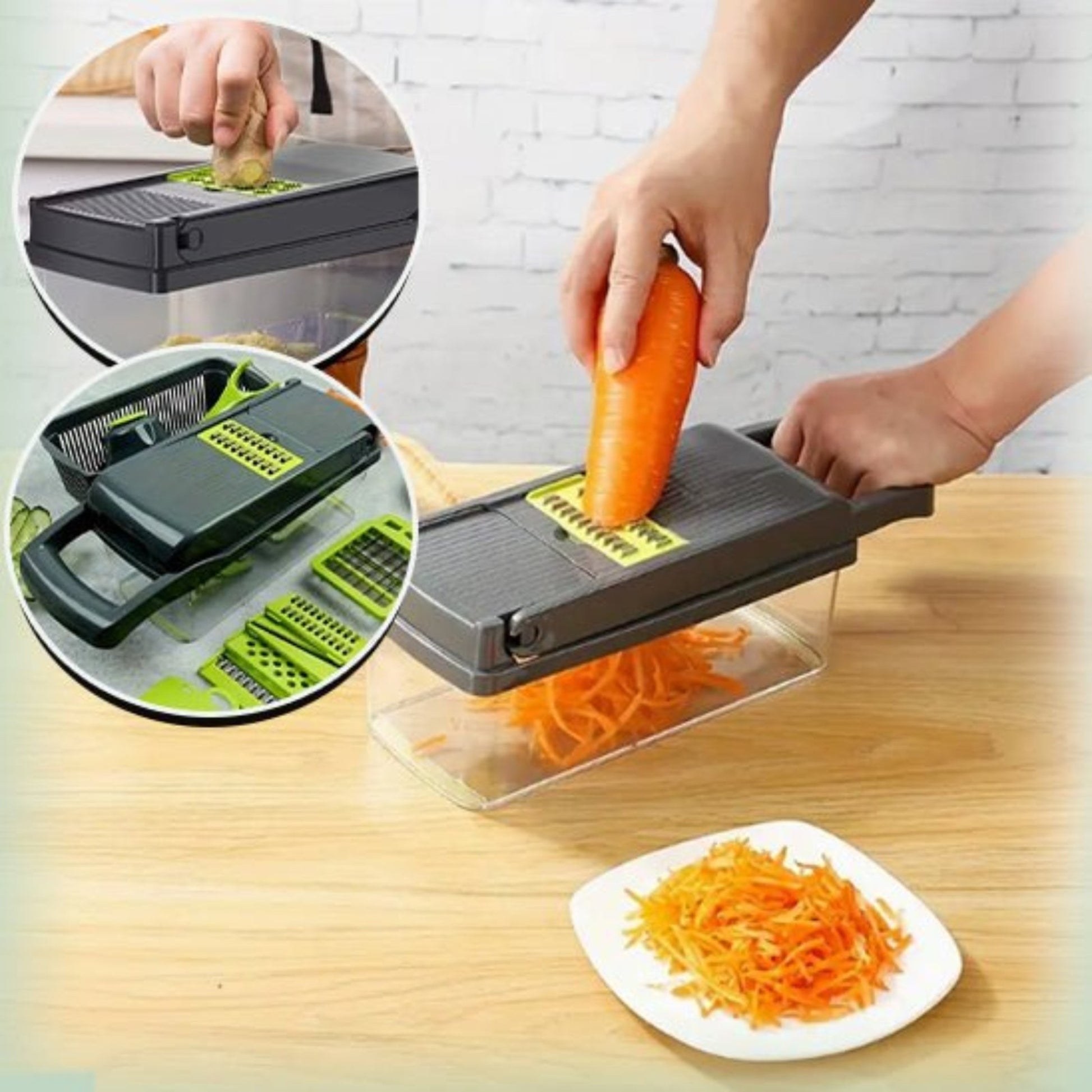 Mandoline professionnelle en action - tranchage de légumes