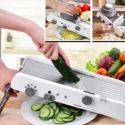 Mandoline multifonction en action - coupe de légumes précise
