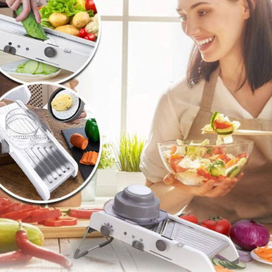 Mandoline cuisine multifonction avec lames inox et protège-doigts
