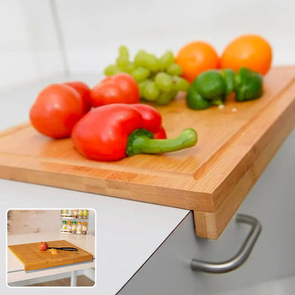 Planche à découper bois avec le rebord.