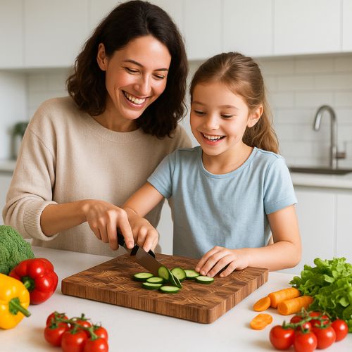 Planche bois a decouper de teck naturel premium