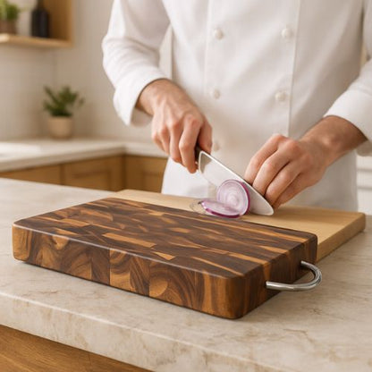 Planche bois a decouper acacia pour cuisine professionnelle